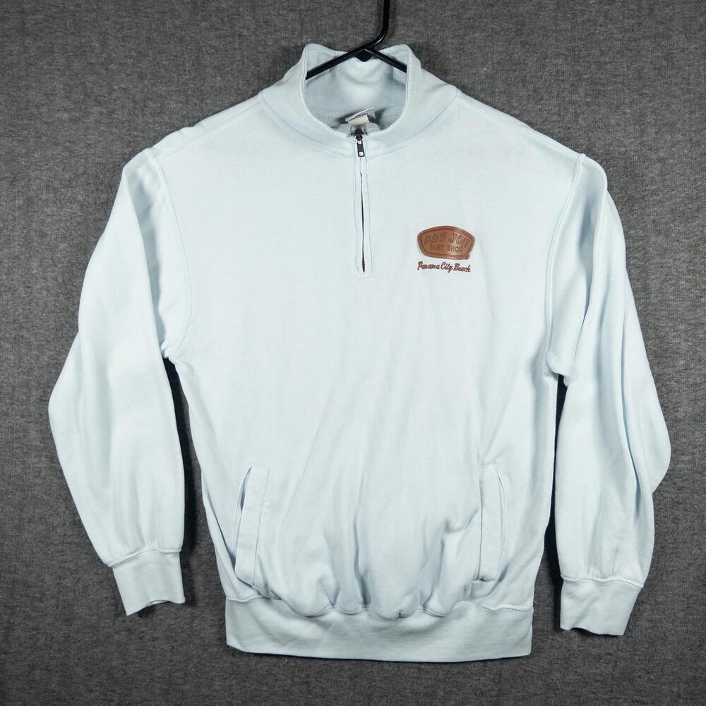 Ron Jon Surf Shop Sweatshirt Mens Small Blue 1/4 Zip Fleece Panama City Beach